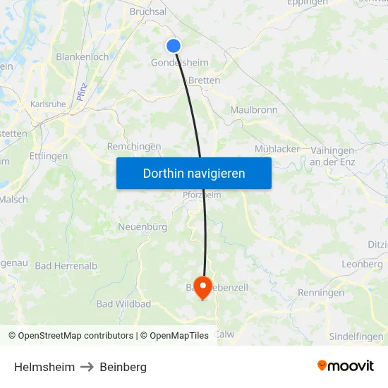 Helmsheim to Beinberg map