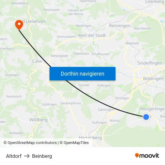 Altdorf to Beinberg map