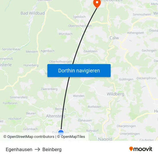 Egenhausen to Beinberg map