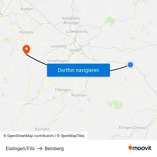 Eislingen/Fils to Beinberg map