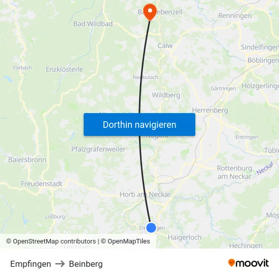 Empfingen to Beinberg map