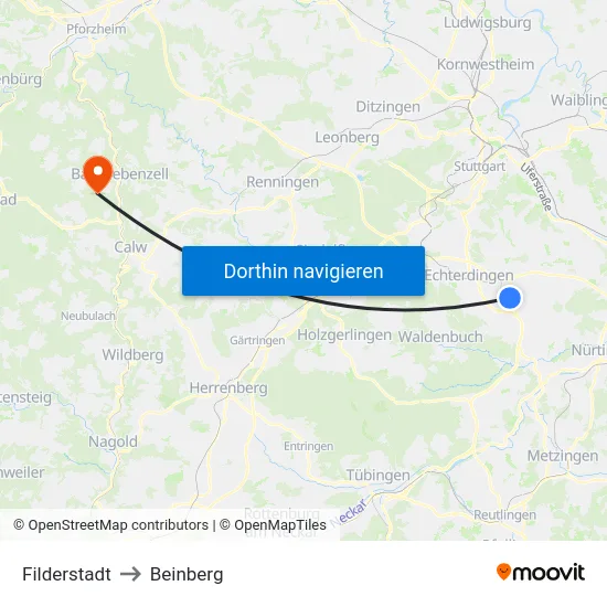 Filderstadt to Beinberg map
