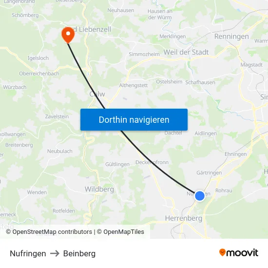 Nufringen to Beinberg map