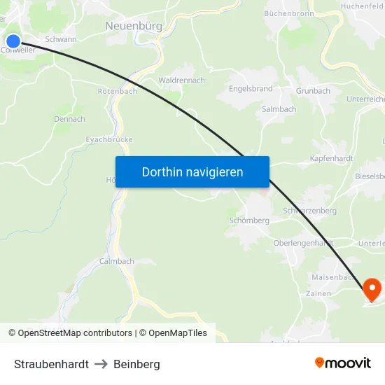 Straubenhardt to Beinberg map