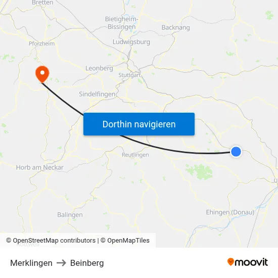 Merklingen to Beinberg map