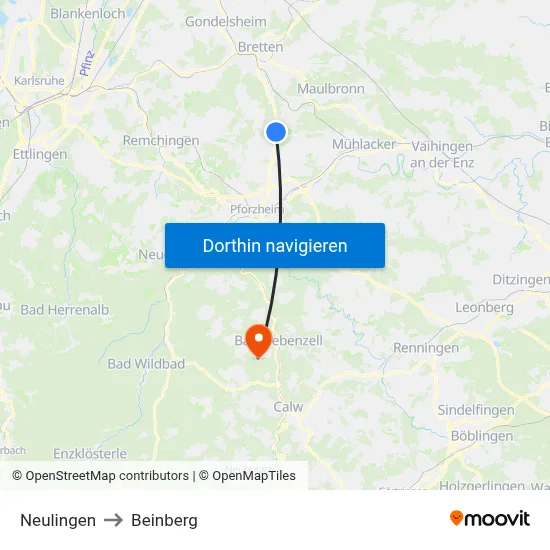 Neulingen to Beinberg map