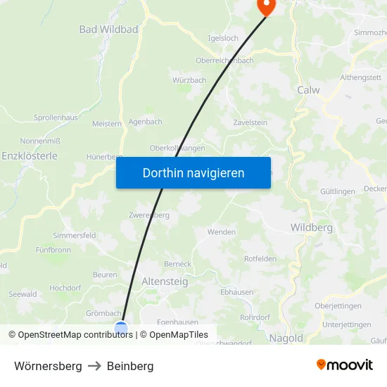 Wörnersberg to Beinberg map