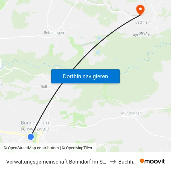 Verwaltungsgemeinschaft Bonndorf Im Schwarzwald to Bachheim map