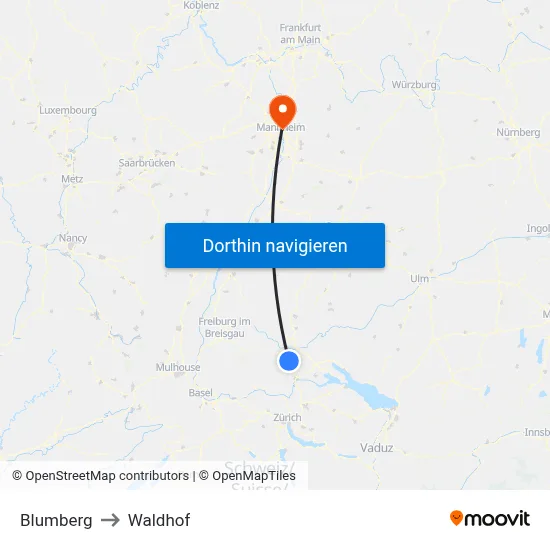 Blumberg to Waldhof map