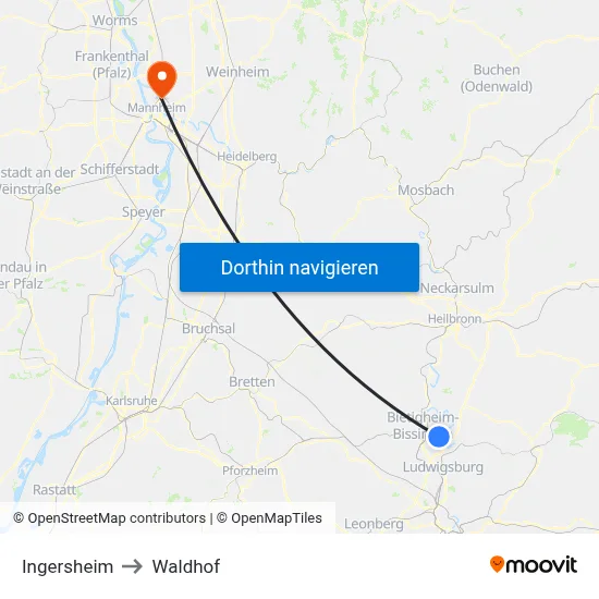 Ingersheim to Waldhof map