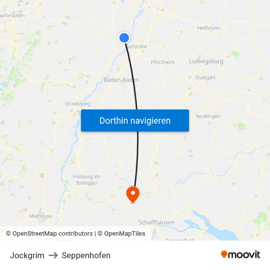 Jockgrim to Seppenhofen map