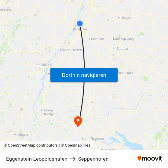 Eggenstein-Leopoldshafen to Seppenhofen map
