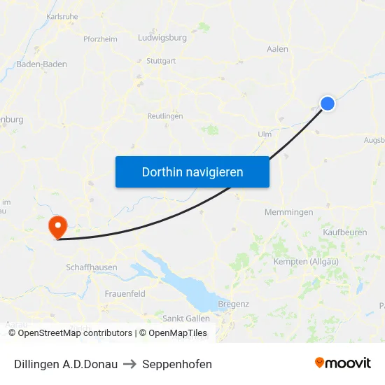 Dillingen A.D.Donau to Seppenhofen map