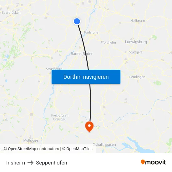 Insheim to Seppenhofen map