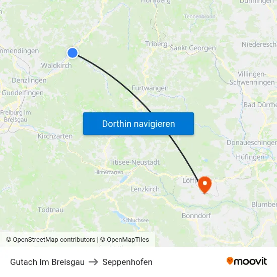 Gutach Im Breisgau to Seppenhofen map