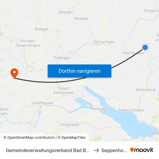 Gemeindeverwaltungsverband Bad Buchau to Seppenhofen map