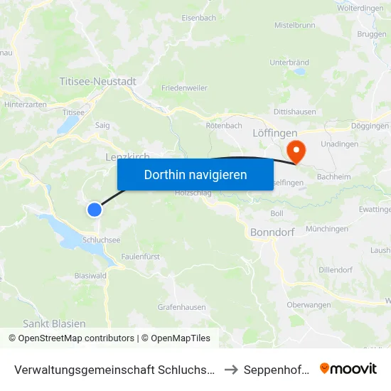 Verwaltungsgemeinschaft Schluchsee to Seppenhofen map