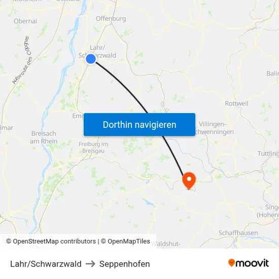 Lahr/Schwarzwald to Seppenhofen map