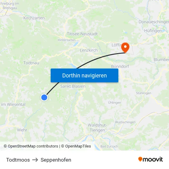 Todtmoos to Seppenhofen map