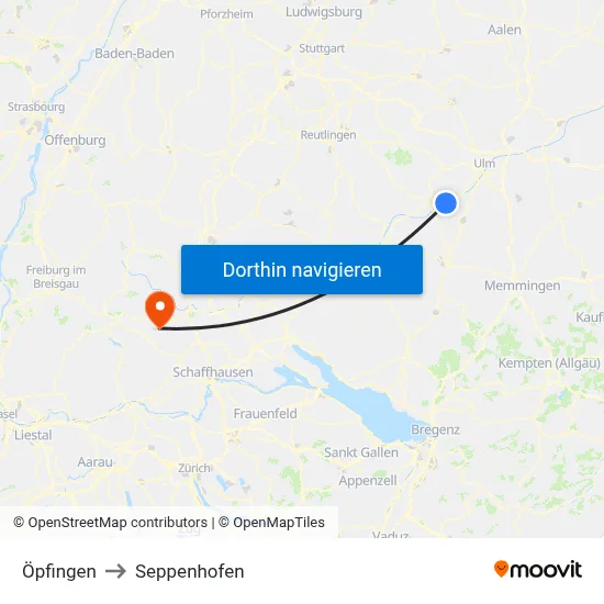 Öpfingen to Seppenhofen map