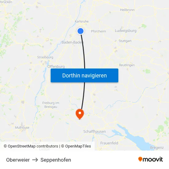 Oberweier to Seppenhofen map