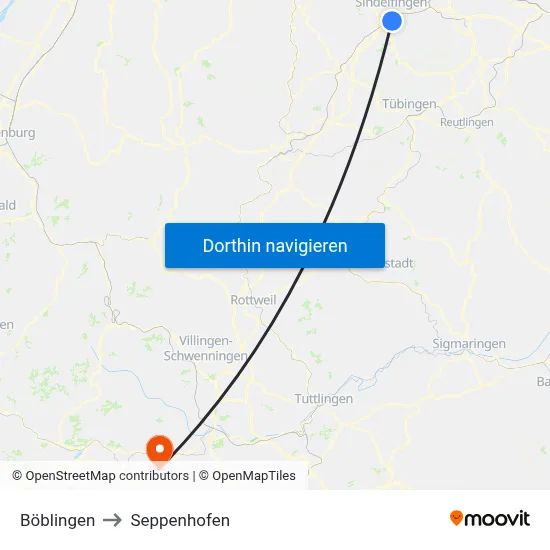 Böblingen to Seppenhofen map