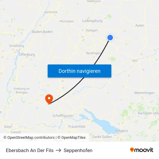 Ebersbach An Der Fils to Seppenhofen map