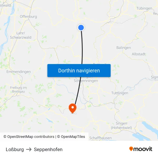 Loßburg to Seppenhofen map