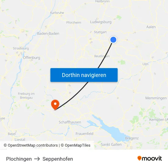 Plochingen to Seppenhofen map