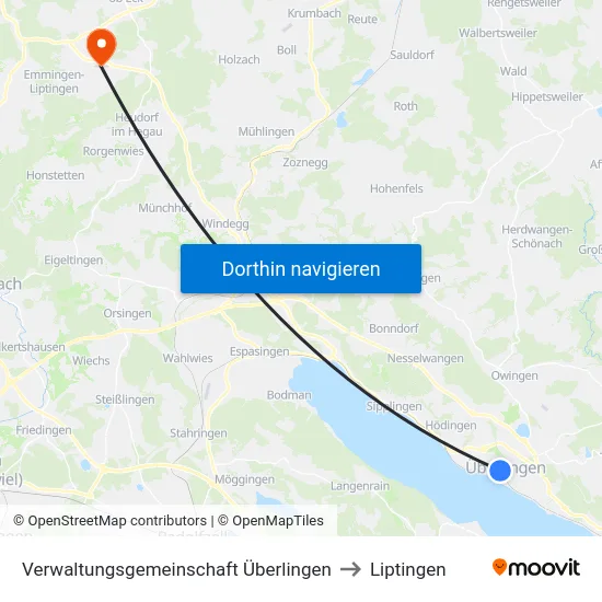 Verwaltungsgemeinschaft Überlingen to Liptingen map