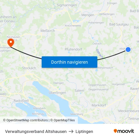 Verwaltungsverband Altshausen to Liptingen map