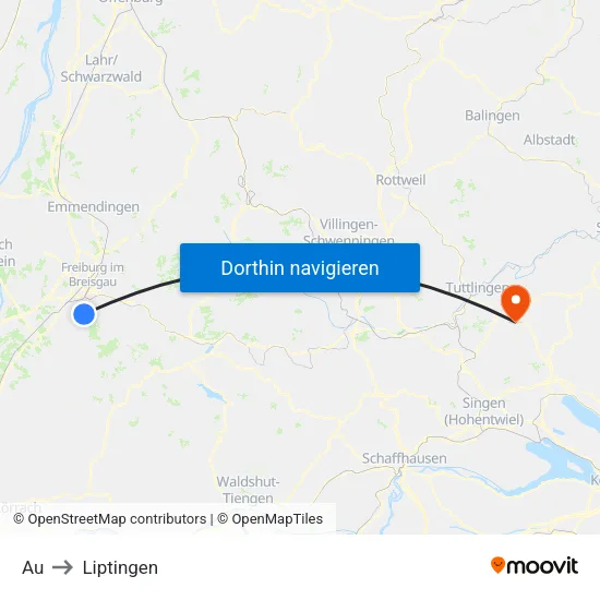 Au to Liptingen map