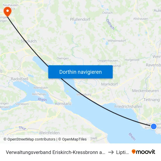 Verwaltungsverband Eriskirch-Kressbronn am Bodensee-Langenargen to Liptingen map
