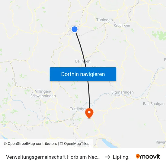 Verwaltungsgemeinschaft Horb am Neckar to Liptingen map