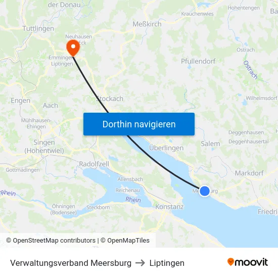 Verwaltungsverband Meersburg to Liptingen map
