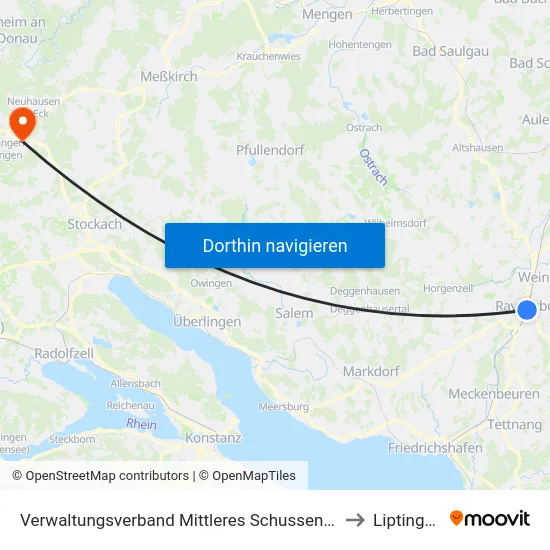 Verwaltungsverband Mittleres Schussental to Liptingen map