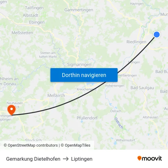 Gemarkung Dietelhofen to Liptingen map