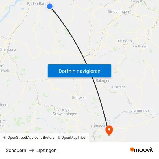 Scheuern to Liptingen map