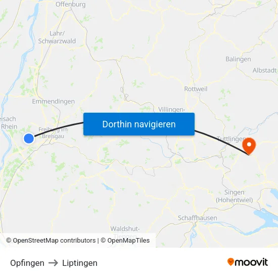 Opfingen to Liptingen map