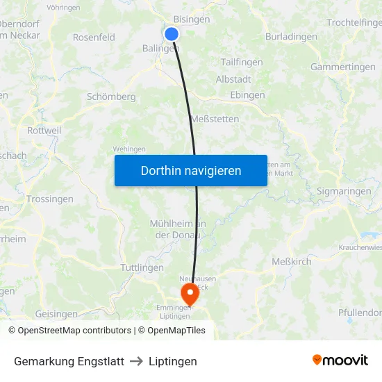 Gemarkung Engstlatt to Liptingen map