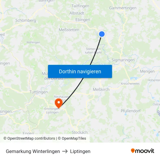 Gemarkung Winterlingen to Liptingen map