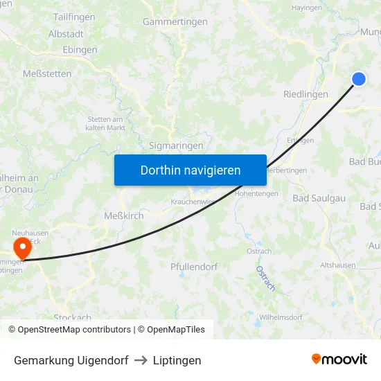 Gemarkung Uigendorf to Liptingen map