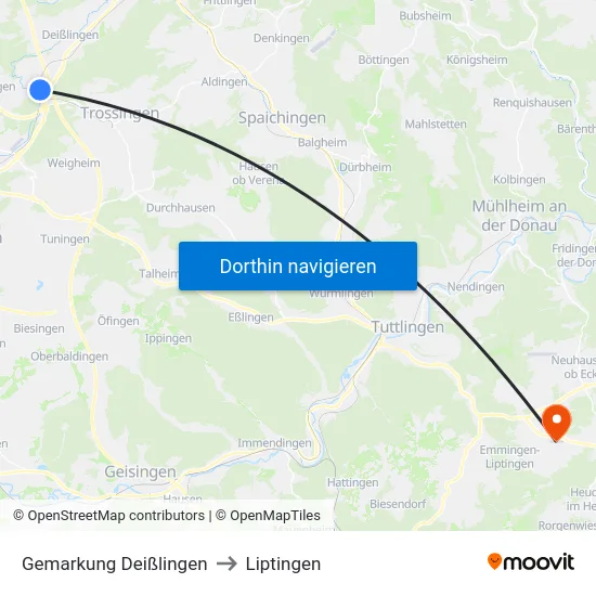 Gemarkung Deißlingen to Liptingen map