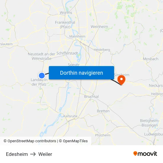 Edesheim to Weiler map