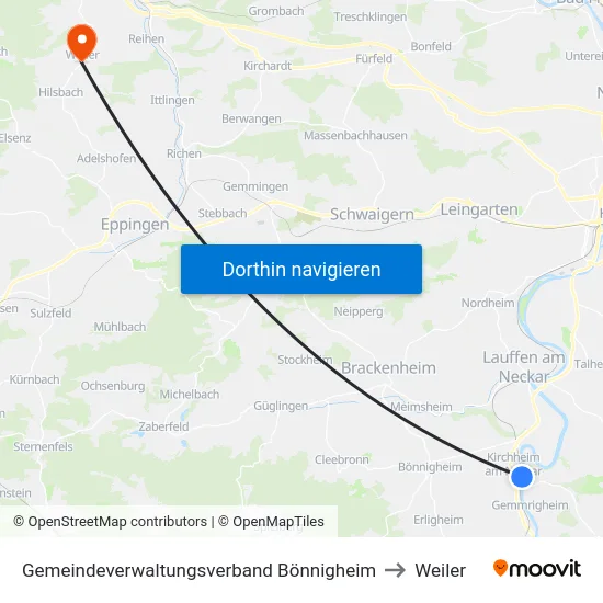 Gemeindeverwaltungsverband Bönnigheim to Weiler map