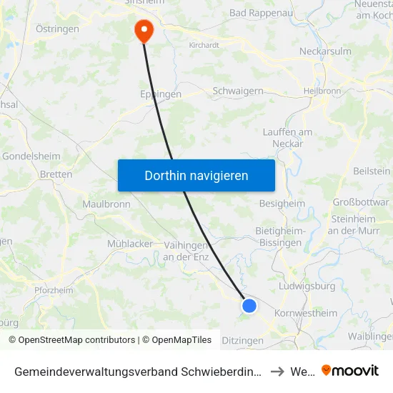 Gemeindeverwaltungsverband Schwieberdingen-Hemmingen to Weiler map