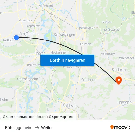 Böhl-Iggelheim to Weiler map