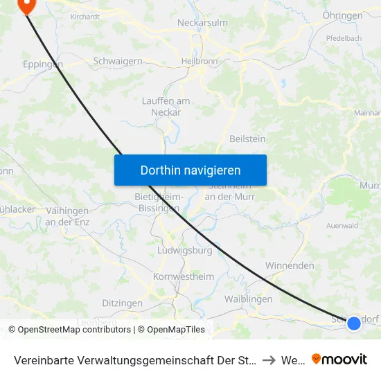 Vereinbarte Verwaltungsgemeinschaft Der Stadt Schorndorf to Weiler map