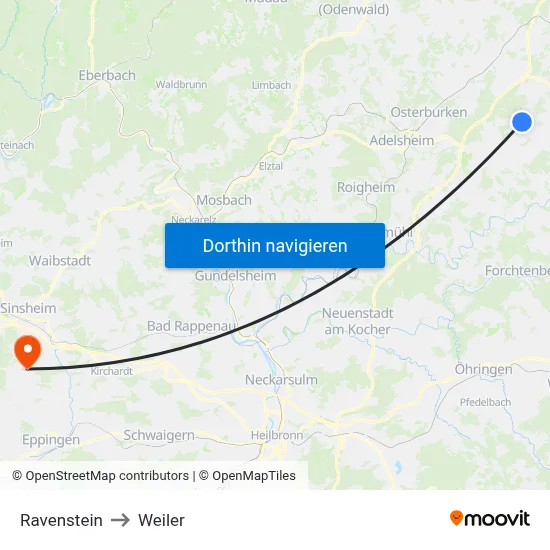 Ravenstein to Weiler map