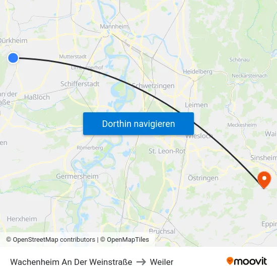 Wachenheim An Der Weinstraße to Weiler map